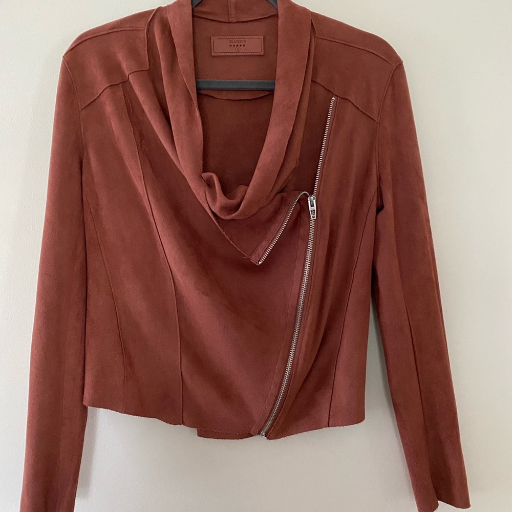 BLANK NYC Rust Suede Cropped Zip Jacket